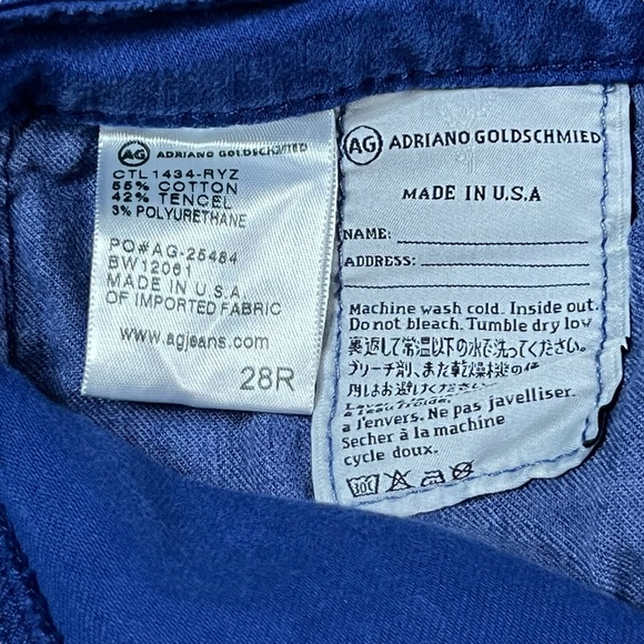 AG 28R The Prima Mid Rise Cigarette Jeans Cobalt Bright Blue. - Picture 8 of 8